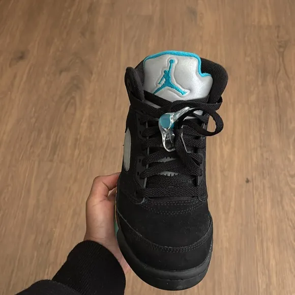 Black and Teal Sneakers with Yellow Accents