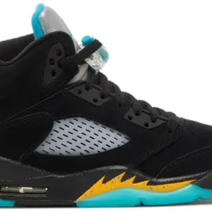 Black and Teal Sneakers with Yellow Accents