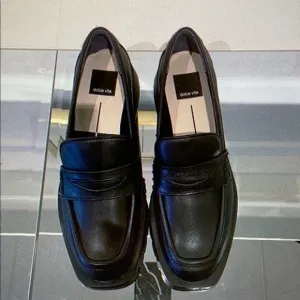 Black Leather Platform Loafers Size 8 NWT