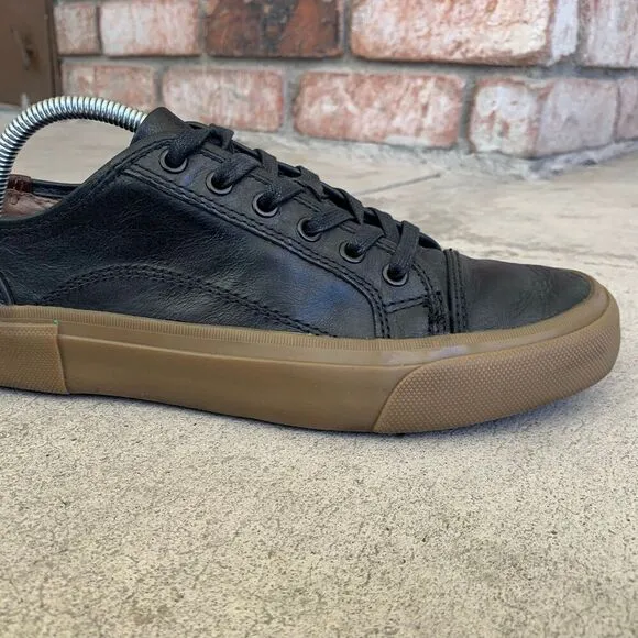 Black leather/Gum Mens Frye Ludlow Low Top casual shoes size 8.5