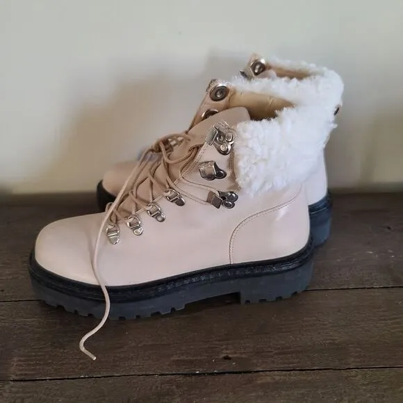 Black Suede Studio brand hikers leather shearling boots Size 36
