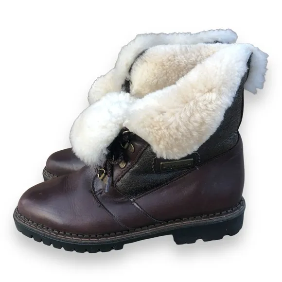 Blondo Canada Shearling Lined Brown Leather Combat Boots Size 7