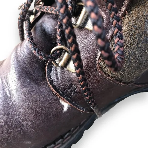 Blondo Canada Shearling Lined Brown Leather Combat Boots Size 7