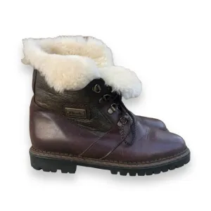 Blondo Canada Shearling Lined Brown Leather Combat Boots Size 7
