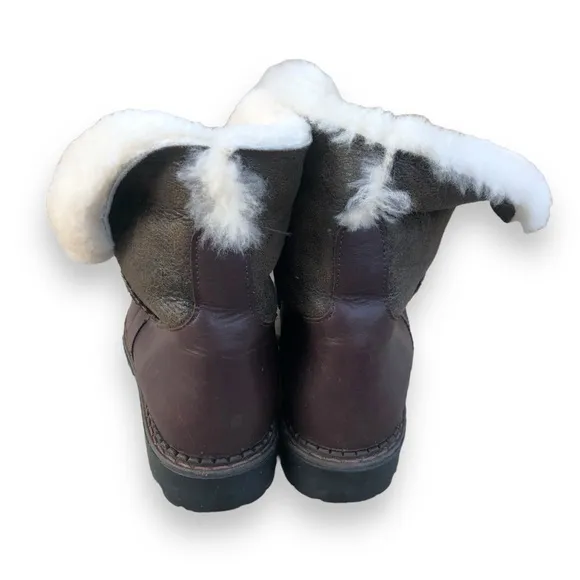 Blondo Canada Shearling Lined Brown Leather Combat Boots Size 7