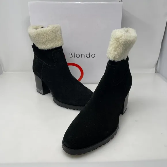 Blondo Tia Sherpa Cuff Ankle Booties in Black Size 11 New Retail‎ $160
