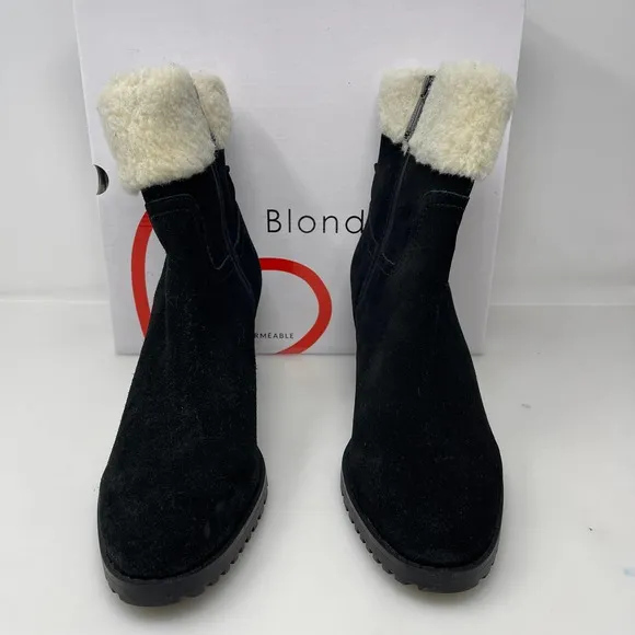 Blondo Tia Sherpa Cuff Ankle Booties in Black Size 11 New Retail‎ $160