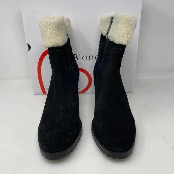 Blondo Tia Sherpa Cuff Ankle Booties in Black Size 11 New Retail‎ $160