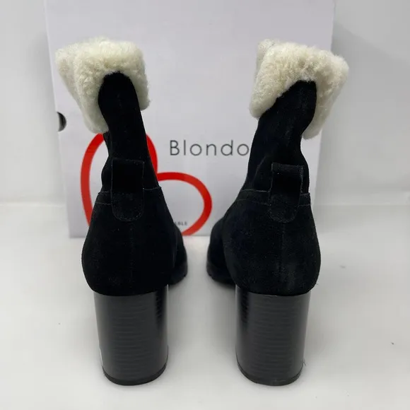 Blondo Tia Sherpa Cuff Ankle Booties in Black Size 11 New Retail‎ $160