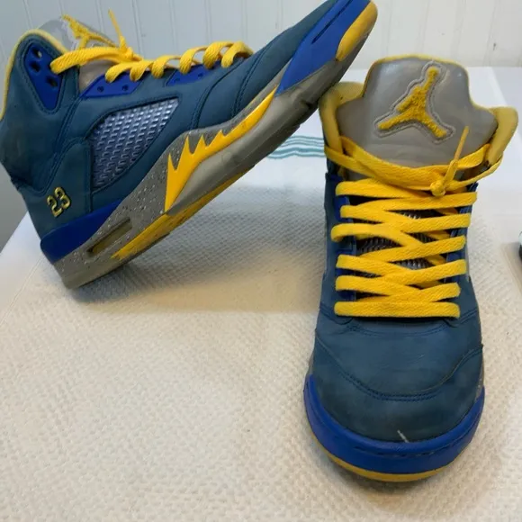 Blue and Yellow Air Jordan retro 5 Sneakers