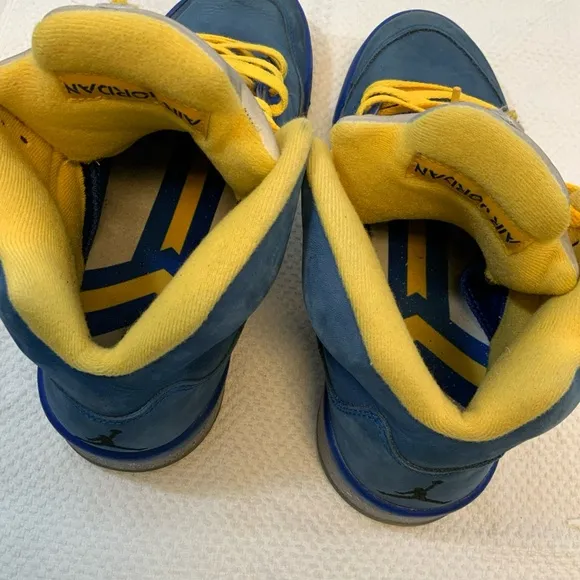 Blue and Yellow Air Jordan retro 5 Sneakers