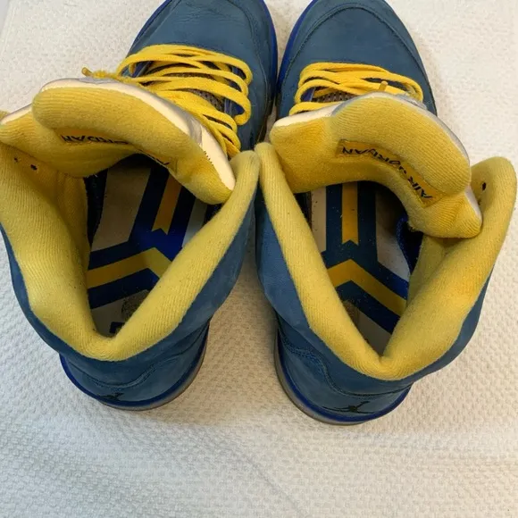 Blue and Yellow Air Jordan retro 5 Sneakers