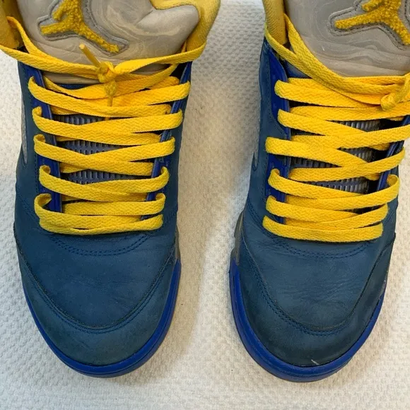 Blue and Yellow Air Jordan retro 5 Sneakers