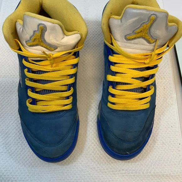 Blue and Yellow Air Jordan retro 5 Sneakers