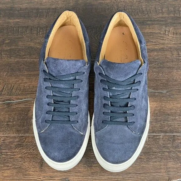 Blue Positano Suede Sneakers Mens 41/8 Navy Lace‎ Up Italian Casual Minimalist