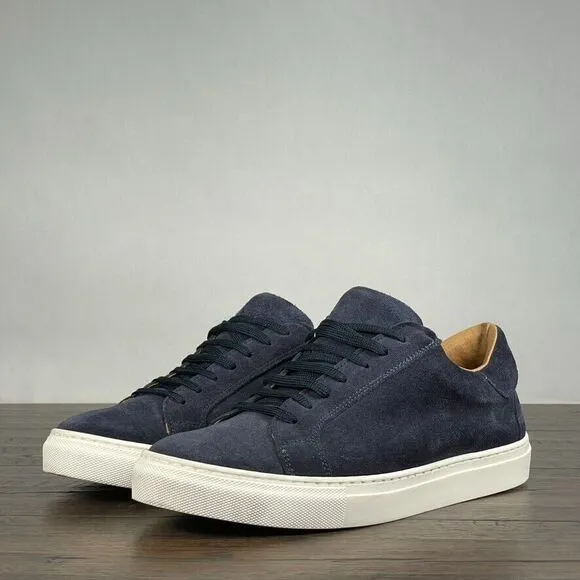 Blue Positano Suede Sneakers Mens 41/8 Navy Lace‎ Up Italian Casual Minimalist