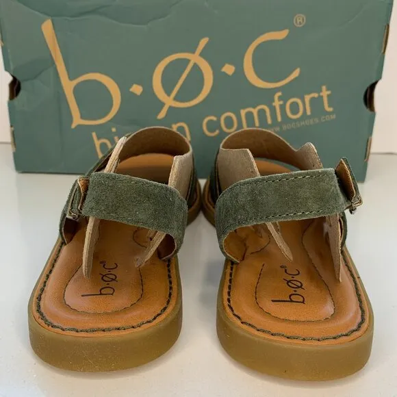 BOC by Born Didi Sandals Suede Buckle Slingback Flats Green Size 7 NEW