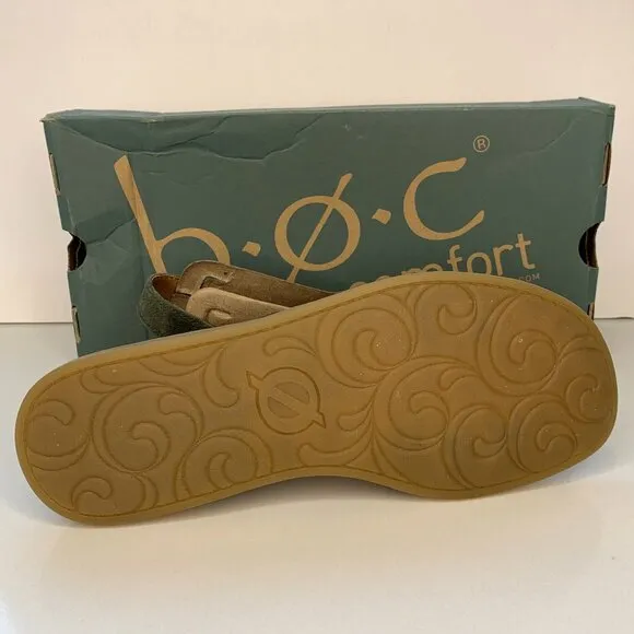 BOC by Born Didi Sandals Suede Buckle Slingback Flats Green Size 7 NEW