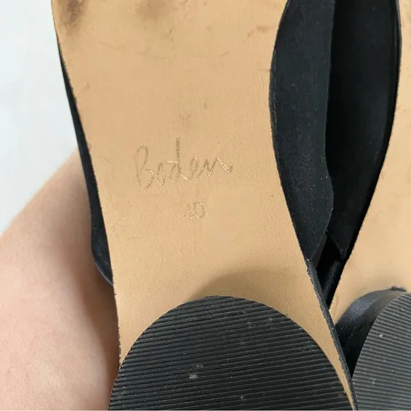 Boden Embellished Black Satin Slingback Flats Size 40 9