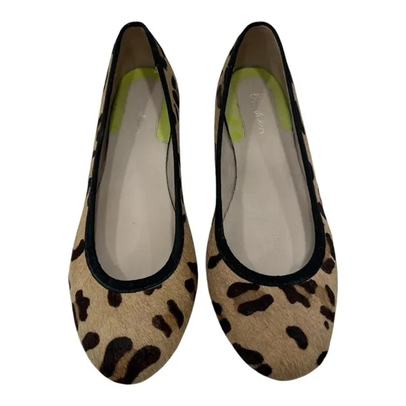 Boden Leopard Calf Hair Round Toe Ballet Flats Size 38 US 7