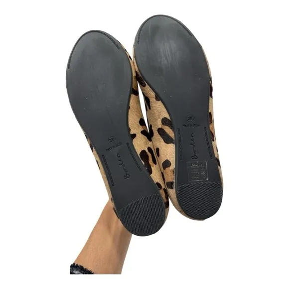 Boden Leopard Calf Hair Round Toe Ballet Flats Size 38 US 7