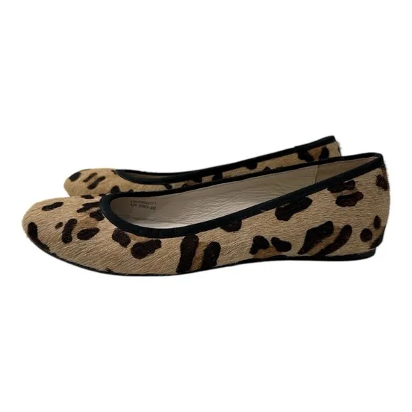 Boden Leopard Calf Hair Round Toe Ballet Flats Size 38 US 7