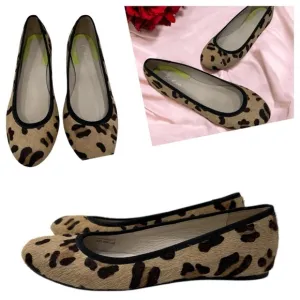 Boden Leopard Calf Hair Round Toe Ballet Flats Size 38 US 7