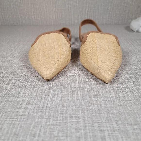 Boden Lily Tan Raffia Slingback Sandals Size EU 39 Shoes Women's US Size 8 Flats