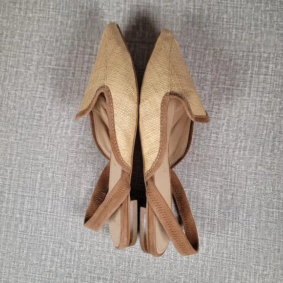 Boden Lily Tan Raffia Slingback Sandals Size EU 39 Shoes Women's US Size 8 Flats