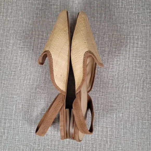 Boden Lily Tan Raffia Slingback Sandals Size EU 39 Shoes Women's US Size 8 Flats
