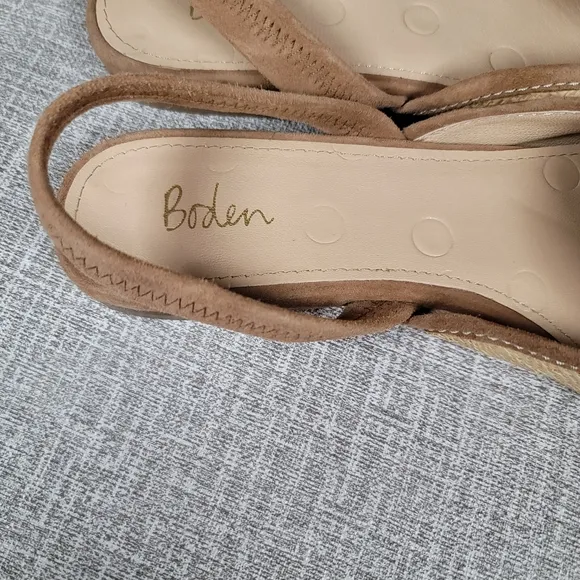 Boden Lily Tan Raffia Slingback Sandals Size EU 39 Shoes Women's US Size 8 Flats