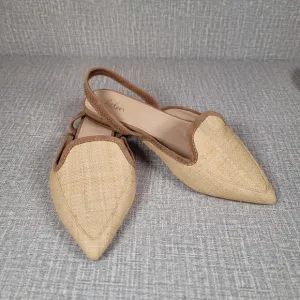 Boden Lily Tan Raffia Slingback Sandals Size EU 39 Shoes Women's US Size 8 Flats