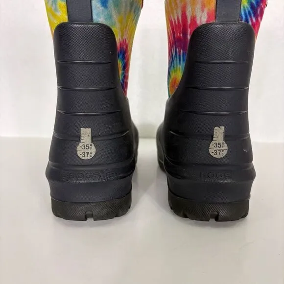 BOGS Rainbow Tie Dye Insulated Pull On Winter Muck Snow Boots Youth Size 3