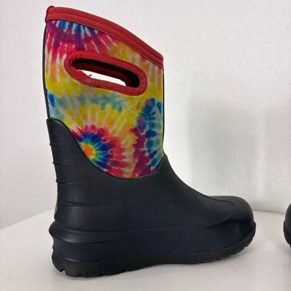BOGS Rainbow Tie Dye Insulated Pull On Winter Muck Snow Boots Youth Size 3