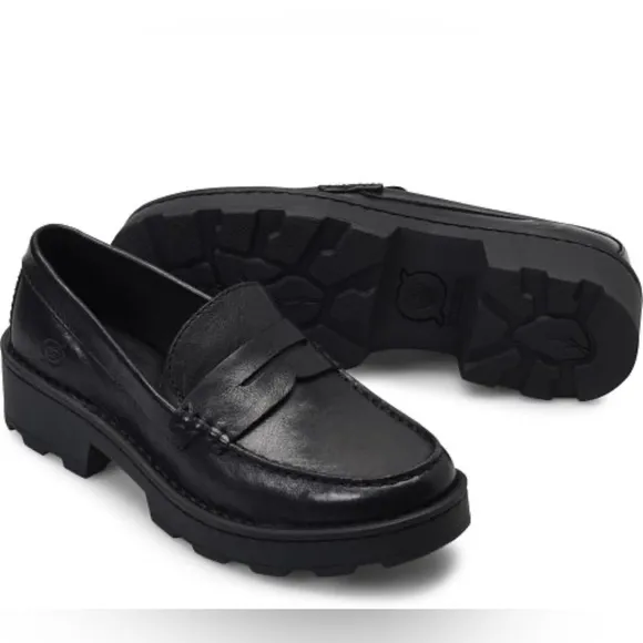 Born - Carrera Leather Lug Sole Platform Penny Loafers size 9.5M
