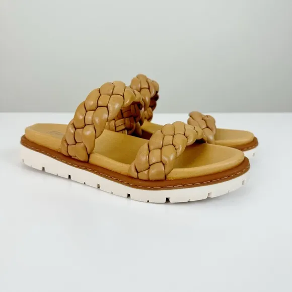 Born Freesia Braided Tan Leather Sandals Size 8 Like New!