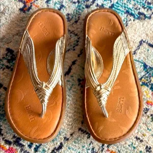 BORN Gold Metallic Comfort Sandals