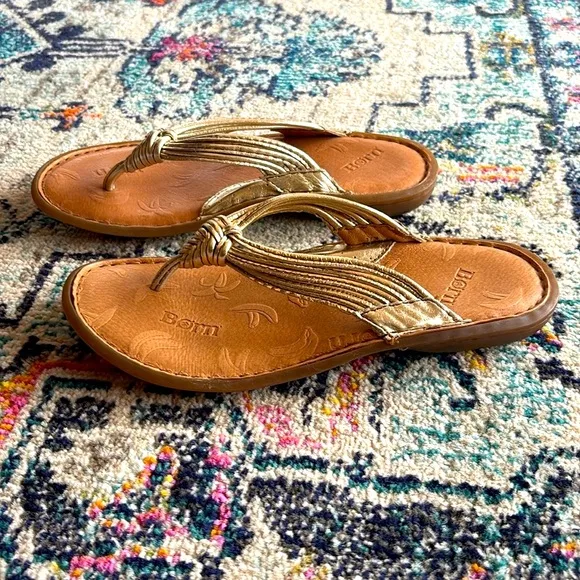 BORN Gold Metallic Comfort Sandals