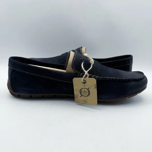 Born Mens Driving Loafers US 10.5 EU 44.5 Navy Blue Suede Leather NIB