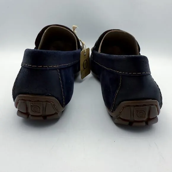 Born Mens Driving Loafers US 10.5 EU 44.5 Navy Blue Suede Leather NIB