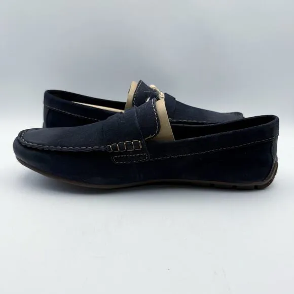 Born Mens Driving Loafers US 10.5 EU 44.5 Navy Blue Suede Leather NIB