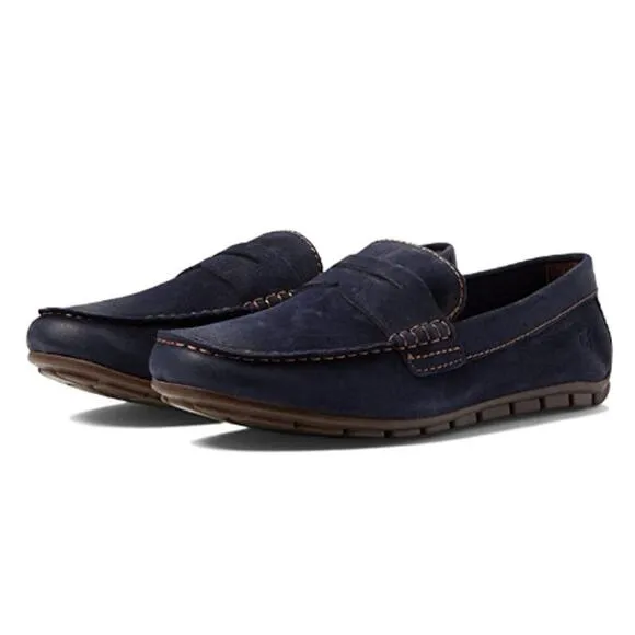 Born Mens Driving Loafers US 10.5 EU 44.5 Navy Blue Suede Leather NIB