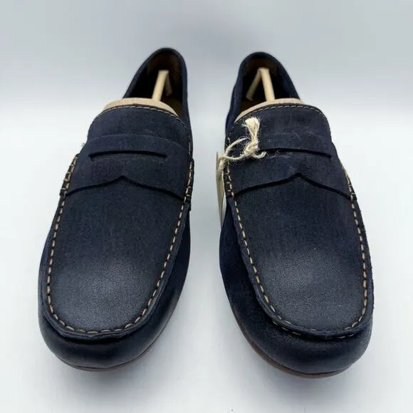 Born Mens Driving Loafers US 10.5 EU 44.5 Navy Blue Suede Leather NIB