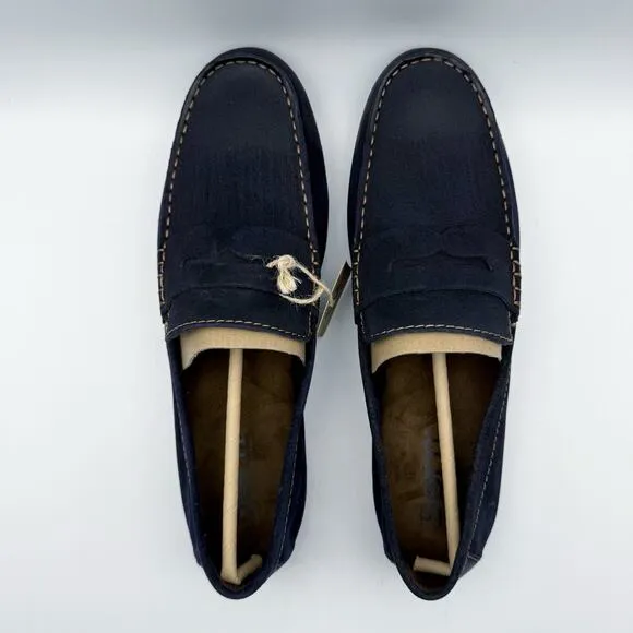 Born Mens Driving Loafers US 10.5 EU 44.5 Navy Blue Suede Leather NIB