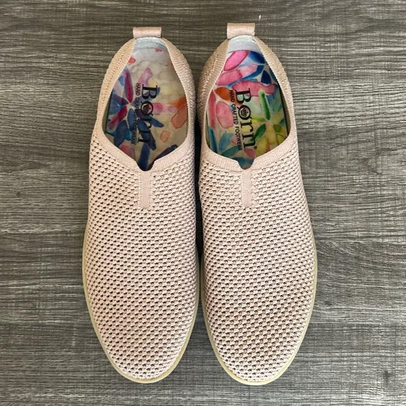 Born Women’s Antero Blush Pink Knit Fabric Mesh Perforated Slip On Shoes 9.5