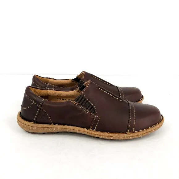 BORN Women's Nampa Slip-Ons Loafers US 7.5 EU 38 Dark Brown Nubuck Leather NIB