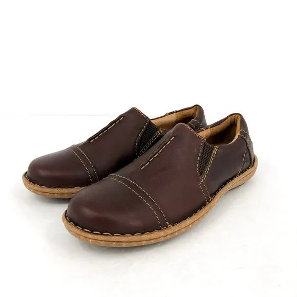 BORN Women's Nampa Slip-Ons Loafers US 7.5 EU 38 Dark Brown Nubuck Leather NIB