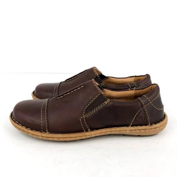 BORN Women's Nampa Slip-Ons Loafers US 7.5 EU 38 Dark Brown Nubuck Leather NIB