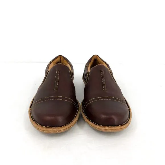 BORN Women's Nampa Slip-Ons Loafers US 7.5 EU 38 Dark Brown Nubuck Leather NIB