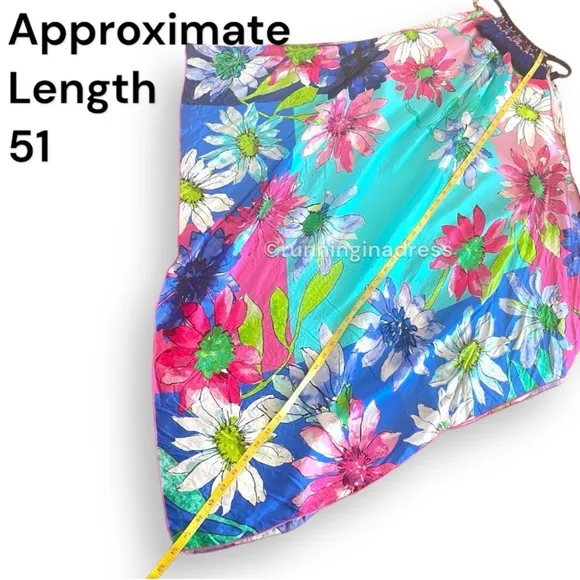 Boston Proper Blue Water Color Silk Floral Handkerchief Dress Size Medium